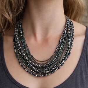 Layered Teal Boho Luxe Beaded Moody Coastal Necklace
